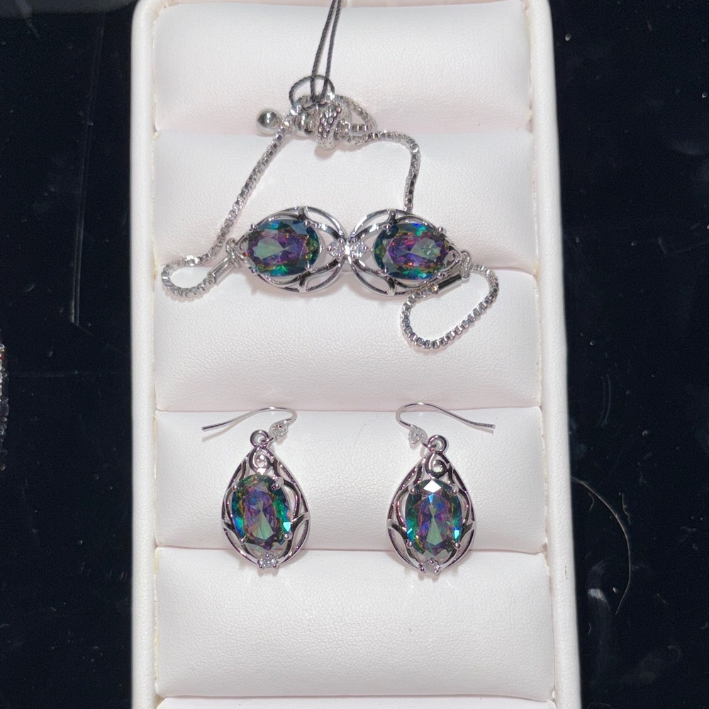 Elegant Silver and Multicolor Jewelry Set